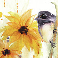 Chickadee and Sunflowers Painting by Dawn Derman Chickadee and Sunflowers Painting by Dawn Derman