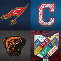 Cleveland Sports Fan Recycled Vintage Ohio License Plate Art Cavaliers Indians Browns and State Map Mixed Media by Design Turnpike Cleveland Sports Fan Recycled Vintage Ohio License Plate Art Cavaliers Indians Browns and State Map Mixed Media by Design Turnpike