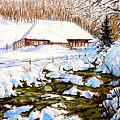 Clubhouse in Winter Painting by Sher Nasser Artist Clubhouse in Winter Painting by Sher Nasser Artist