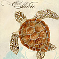 Coastal Waterways - Green Sea Turtle Painting by Audrey Jeanne Roberts Coastal Waterways - Green Sea Turtle Painting by Audrey Jeanne Roberts