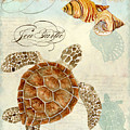 Coastal Waterways - Green Sea Turtle Rectangle 2 Painting by Audrey Jeanne Roberts Coastal Waterways - Green Sea Turtle Rectangle 2 Painting by Audrey Jeanne Roberts