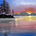 Colored Lake Painting by Saundra Johnson Colored Lake Painting by Saundra Johnson