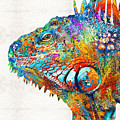 Colorful Iguana Art - One Cool Dude - Sharon Cummings Painting by Sharon Cummings Colorful Iguana Art - One Cool Dude - Sharon Cummings Painting by Sharon Cummings
