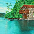Cottage on lake Painting by David Bigelow Cottage on lake Painting by David Bigelow