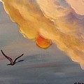 Crane in Flight during a Florida Sunset Painting by George Pedro Crane in Flight during a Florida Sunset Painting by George Pedro