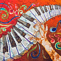 Crazy Fingers - Piano Keyboard Tapestry - Textile by Sue Duda Crazy Fingers - Piano Keyboard Tapestry - Textile by Sue Duda