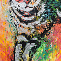 Curious Cat Painting by Jyotika Shroff Curious Cat Painting by Jyotika Shroff