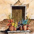 Door With Flower Pots by Sam Sidders Door With Flower Pots by Sam Sidders