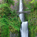 Double Falls w/Bridge Photograph by Ted Keller Double Falls w/Bridge Photograph by Ted Keller