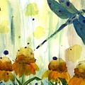Dragonfly in the Wildflowers Painting by Dawn Derman Dragonfly in the Wildflowers Painting by Dawn Derman