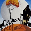 Drink Of Water - silhouette farm landscape Painting by Debbie Criswell Drink Of Water - silhouette farm landscape Painting by Debbie Criswell
