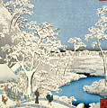Drum bridge and Setting Sun Hill at Meguro Painting by Hiroshige Drum bridge and Setting Sun Hill at Meguro Painting by Hiroshige