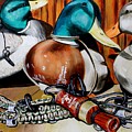 Duck Decoys and Call Still Life Painting by Karl Wagner Duck Decoys and Call Still Life Painting by Karl Wagner