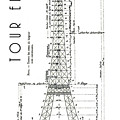 Eiffel Tower Engineering Drawing 1886 Metal Print by Daniel Hagerman