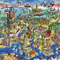 European World Wonders Illustrated Map Painting by Maria Rabinky European World Wonders Illustrated Map Painting by Maria Rabinky