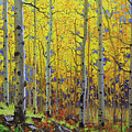 Fall Aspen Hill  Painting by Gary Kim