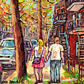 Fall Foliage Canadian Art Autumn Street Scenes Of Verdun Montreal Staircases Carole Spandau          by Carole Spandau