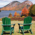 Fall Scenic With Adirondack Chairs At Jordan Pond Greeting ...