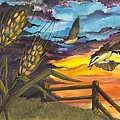 Farm Sunset Painting by Darren Cannell Farm Sunset Painting by Darren Cannell