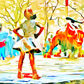 Fearless Girl and Wall Street Bull Statues 6 Watercolor Photograph by Nishanth Gopinathan Fearless Girl and Wall Street Bull Statues 6 Watercolor Photograph by Nishanth Gopinathan