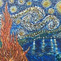 Fiery Night Painting by Amelie Simmons Fiery Night Painting by Amelie Simmons