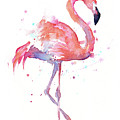 Flamingo Watercolor Facing Right Painting by Olga Shvartsur Flamingo Watercolor Facing Right Painting by Olga Shvartsur
