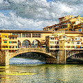 Florence -  Ponte Vecchio and Oltrarno from the northwestern bank - Vintage version Photograph by Weston Westmoreland