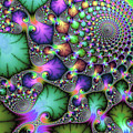 Fractal floral spirals jewel colored green purple gold Digital Art by Matthias Hauser Fractal floral spirals jewel colored green purple gold Digital Art by Matthias Hauser