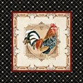 French Country Roosters Quartet Black 1 Painting by Audrey Jeanne Roberts French Country Roosters Quartet Black 1 Painting by Audrey Jeanne Roberts