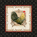 French Country Roosters Quartet Black 3 Painting by Audrey Jeanne Roberts French Country Roosters Quartet Black 3 Painting by Audrey Jeanne Roberts