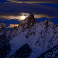 Full Moon Sets Over the Grand Teton Photograph by Raymond Salani III Full Moon Sets Over the Grand Teton Photograph by Raymond Salani III
