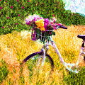 Garden Bicycle Print Painting by Tina LeCour Garden Bicycle Print Painting by Tina LeCour