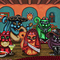 Gatos de Santa Fe Painting by Victoria De Almeida Gatos de Santa Fe Painting by Victoria De Almeida