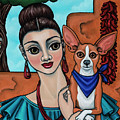 Girl Holding Chihuahua Art Dog Painting  by Victoria De Almeida