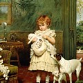 Girl with Dogs Painting by Charles Burton Barber Girl with Dogs Painting by Charles Burton Barber