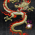 Golden Chinese Dragon Fucanglong on Black Silk Digital Art by Serge Averbukh Golden Chinese Dragon Fucanglong on Black Silk Digital Art by Serge Averbukh