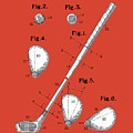Golf Club Patent Drawing Red by Bekim M Golf Club Patent Drawing Red by Bekim M