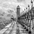 Grand Haven Lighthouse - Monochome Photograph by Nick Zelinsky Jr Grand Haven Lighthouse - Monochome Photograph by Nick Zelinsky Jr