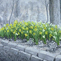 Grayscale Daffodils Painting by Stephen Krieger Grayscale Daffodils Painting by Stephen Krieger