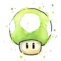 Green 1UP Mushroom Painting by Olga Shvartsur Green 1UP Mushroom Painting by Olga Shvartsur