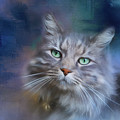 Green Eyes - Cat Art By Michelle Wrighton by Michelle Wrighton