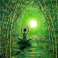 Green Tara in the Hall of Bamboo Painting by Laura Iverson Green Tara in the Hall of Bamboo Painting by Laura Iverson