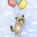 Grumpy Cat and Balloons Painting by Olga Shvartsur Grumpy Cat and Balloons Painting by Olga Shvartsur