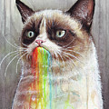 Grumpy Cat Tastes the Rainbow Painting by Olga Shvartsur Grumpy Cat Tastes the Rainbow Painting by Olga Shvartsur