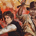 Han Solo and Indiana Jones Painting by Joel Tesch Han Solo and Indiana Jones Painting by Joel Tesch