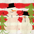 Happy Snowmen- Art by Linda Woods Painting by Linda Woods Happy Snowmen- Art by Linda Woods Painting by Linda Woods