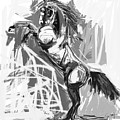 Horse Rising High black and white Painting by Go Van Kampen Horse Rising High black and white Painting by Go Van Kampen
