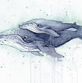 Humpback Whales Painting Watercolor - Grayish Version Painting by Olga Shvartsur Humpback Whales Painting Watercolor - Grayish Version Painting by Olga Shvartsur