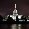 Idaho Falls Temple over the River at Night Photograph by David Andersen Idaho Falls Temple over the River at Night Photograph by David Andersen