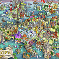 Illustrated Map of Europe Painting by Maria Rabinky Illustrated Map of Europe Painting by Maria Rabinky